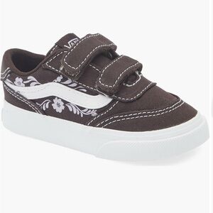 Vans Toddler Brown Floral Velcro Sneakers with White Stripe